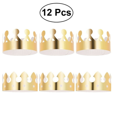 

NUOLUX 12pcs Golden Crown Hats Child Crown Birthday Celebration Baby Shower Hat Party Supplies Photo Props