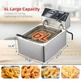 thumbnail image 3 of Tzou Stainless Steel 6L/11L Commercial Deep Fryers with Temperature Control, Detachable Basket & Lid, 3 of 7