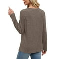 thumbnail image 6 of FAIWAD Long Sleeve Tops for Women Crew Neck Button Decor Knit Tunic Tops Casual Fall Winter Layering Blouse, 6 of 9