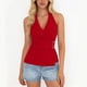 thumbnail image 2 of Tops Casuales sin Mangas para las Mujeres V Cuello Blusa Plegado Vendaje Suéter de Verano Damas Camisa Diaria, 2 of 9