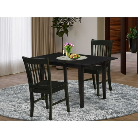 East West Furniture Dining Table- Dining Chairs NOFK3-BLK-W