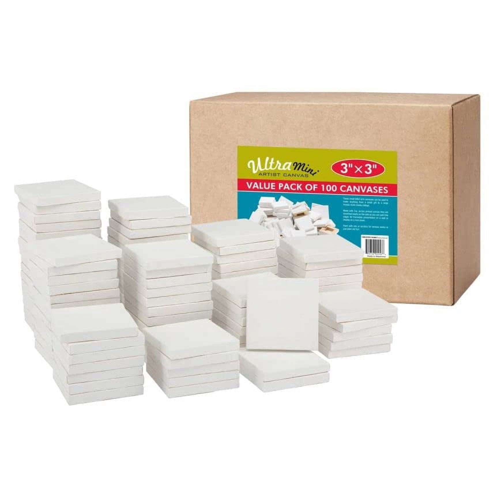 Creative Mark Box of 100 3x3" Ultra Mini Canvases for Painting, Great for Acrylic, Oil, or Tempera Paint