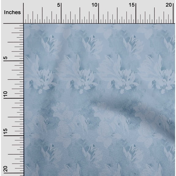 oneOone Cotton Silk Grayish Blue Fabric Florals Fabric For Sewing Printed Craft Fabric By The Yard 42 Inch Wide-J27