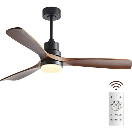 

BBNBDMZ 52 Wood Ceiling Fans with Lights and Remote Control Modern Outdoor Indoor Kitchen Living Room Bedroom Black Ceiling Fan LED High Cfm DC Motor 3 Blade