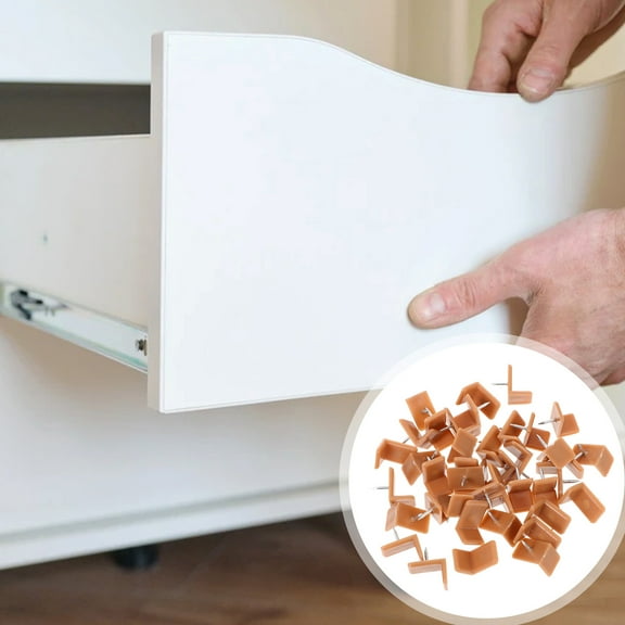 Beaupretty 40Pcs Brown Plastic Drawer Guides L Shaped Drawer Stoppers for Home Furniture Repair