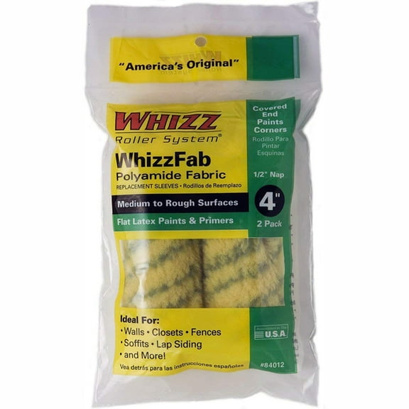 WhizzFab 4 In. x 1/2 In. Polyamide Fabric Mini Paint Roller Cover (2-Pack) 84012