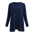 thumbnail image 5 of Bibifish Women Long T-Shirts Autumn Winter Round Neck Long Sleeve Tees Casaul Puff Sleeve Solid Color Tops With Pockets, 5 of 5