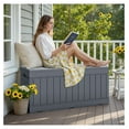 thumbnail image 6 of SONGMY 78 Gallon Outdoor Deck Box Large Resin Storage Box for Patio Furniture Cushions, and Garden Tools (Gray), 6 of 7