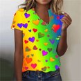 thumbnail image 4 of Busydd Womens Tops Summer V Neck Short Sleeve T-Shirts Tie Dye LGBT Pride Shirts Casual Loose Button Equality Blouses Fashion Funny Graphic Tee Tops Plus Size Tops for Women S-5XL, 4 of 5