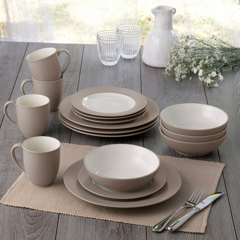 Noritake Colorwave Sand 16-Piece Rim Dinnerware Set, Service