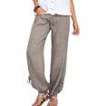 thumbnail image 3 of Qarigey Pantalones de lino sueltos casuales para mujer Pantalones de yoga deportivos de color sólido Prendas para la parte inferior del cuerpo, 3 of 5