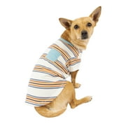 Angle View: Vibrant Life Multi-Colored Stripe with Pocket Dog T-Shirt