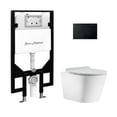 thumbnail image 6 of Calice Wall-Hung Toilet Bundle 0.8/1.6 GPF Dual Flush in Glossy White with Black Flush Plate, 6 of 12