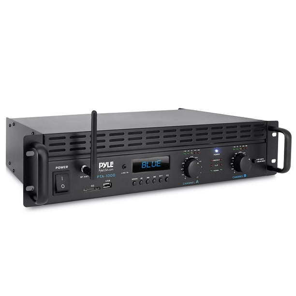 Amplificador de potencia PyleUSA 2 canales 2000W Bluetooth con LCD