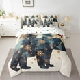 thumbnail image 2 of jejeloiu Woodland Bear 7-Piece King Bedding Set,Gold Xmas Snowflake Teal,Luxury Reversible Decor For Teens, 2 of 8