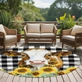 thumbnail image 5 of Round Rugs 8 Ft, Farmhouse Cow Non Slip Area Rugs for Kitchen Bedroom Entryway, Vintage Country Sunflower Black Buffalo Plaid Washable Carpet Runner Rug Floor Mats for Bedroom Home Decor, 5 of 9