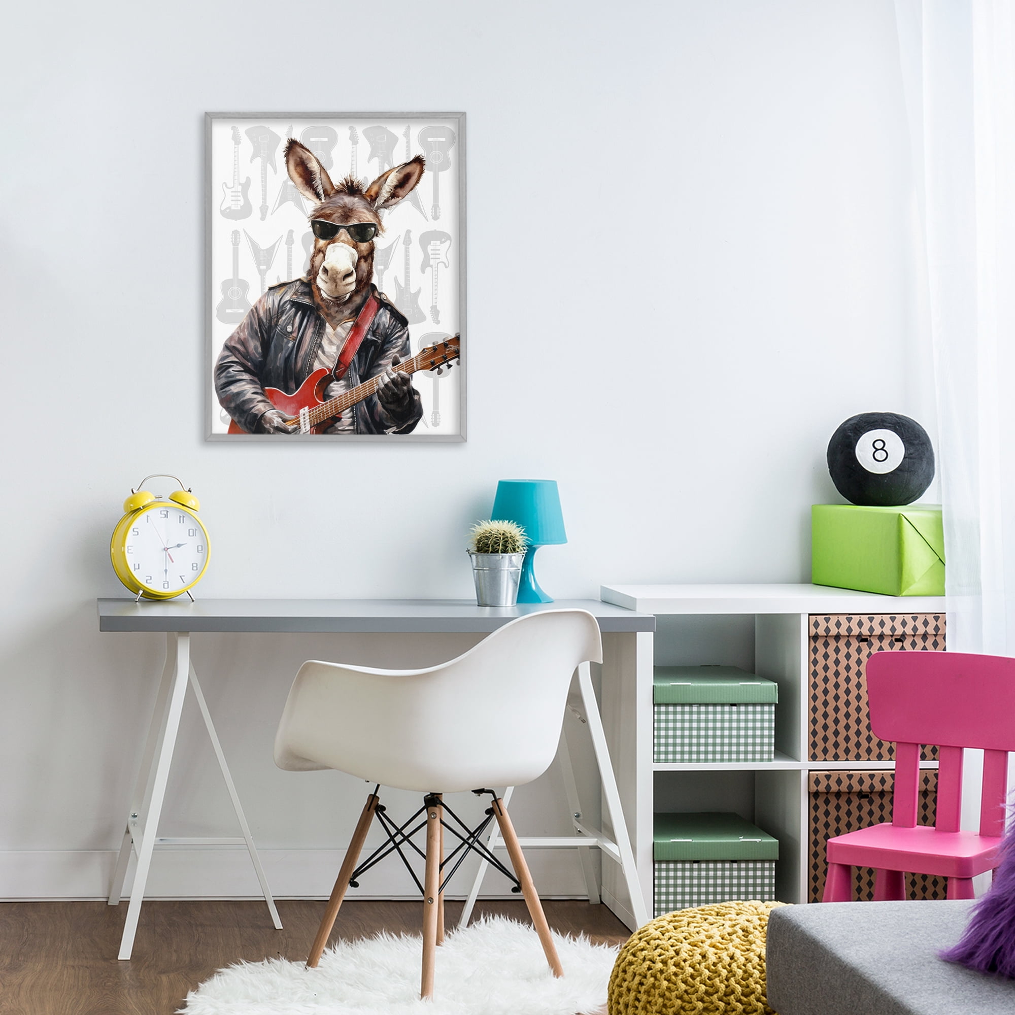 Stupell Industries Performing Musician Donkey Gray Framed Giclee Art, design by CAD Designs