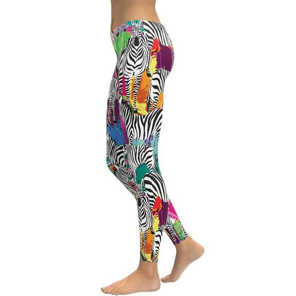 Colorful Zebra Leggings Size: XS for Women | FIERCEPULSE
