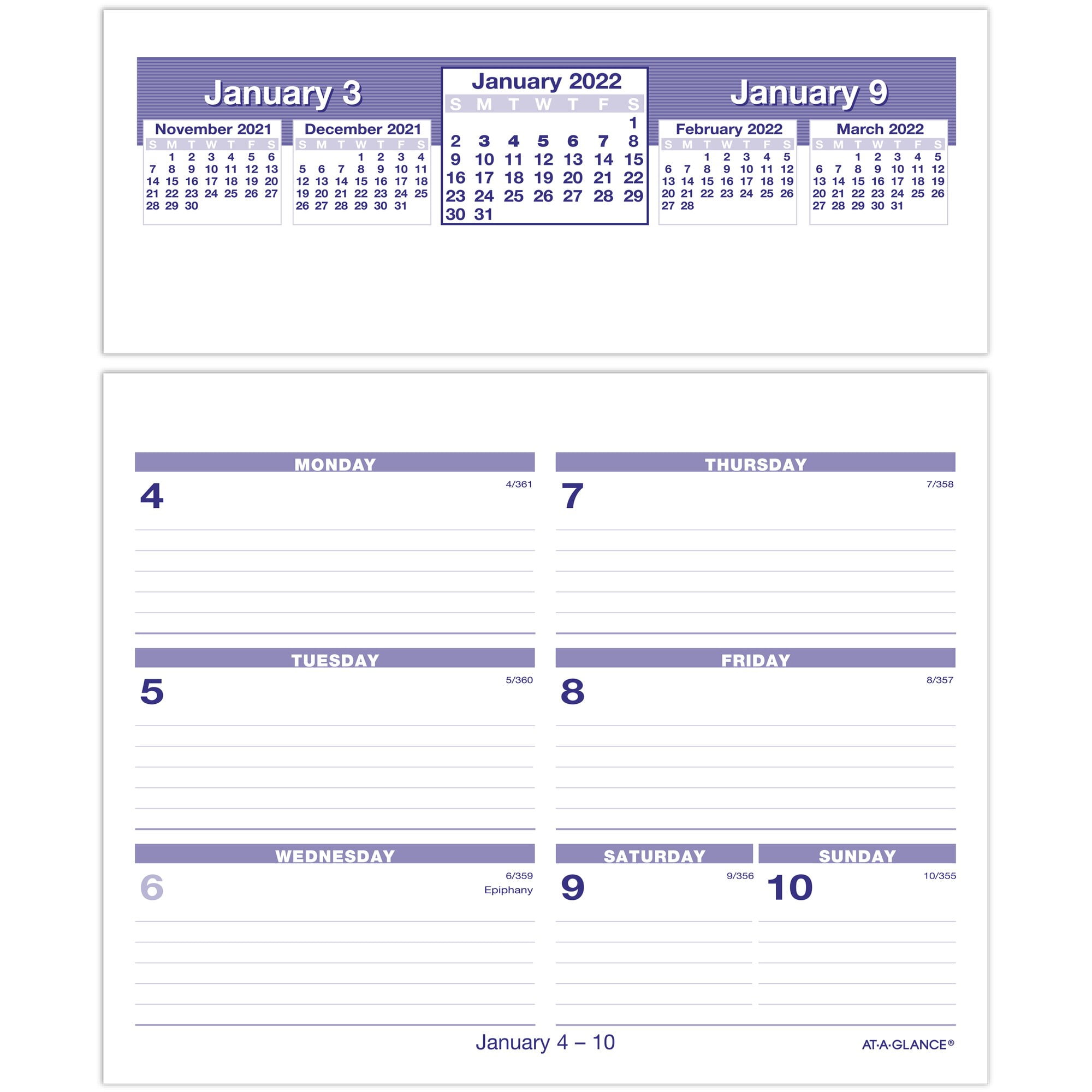 AT-A-GLANCE Flip-A-Week Weekly Refill, 6' x 7', January 2022 to December 2022 - SW705X5022
