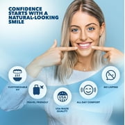 Imako Premium Cosmetic Teeth - 2 Pack - Large, Bleached White - Upper Veneers - Custom Fit at Home, DIY Smile Makeover, Made in USA