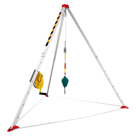Tanfengu Confined Space Rescue Tripod Kit, 1800 lbs with Safety Accessories, Adjustable Height Aluminum Tripod for Well & Manhole Work