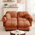 thumbnail image 3 of FFH 76.3" Cloud Loveseat, Modular Sectional Sofa with Movable Ottomans, Chenille Couch for Living Room, Orange, 3 of 12
