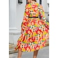 thumbnail image 5 of Multicolor Abstract Print Pleated Dress, Yellow, X-Large, 5 of 5