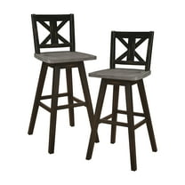 OakvillePark Roscoe Swivel Pub Height Barstool (Set of 2), Black/Gray