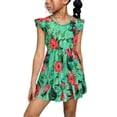 thumbnail image 1 of Robe de Fête de Noël pour Filles Sans Manches d'Été à Imprimé avec Boutons Style Vacances Longue Robe, 1 of 9
