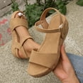 thumbnail image 2 of Anuirheih Summer Ladies Shoes Platform Wedge Heel Open Toe Sandals Casual Women's Sandals Sandals Women Clearance(Khaki), 2 of 7