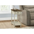 thumbnail image 5 of 2 Tier Accent Table for Bedroom - Narrow, Brown & Antique White Veneer, 25in High, 5 of 5