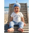 thumbnail image 3 of BemeyourBBs Newborn Baby Boy Hospital Coming Home Outfit Baby Boy Summer Clothes Sailboat Letter Embroidered Short Sleeve Romper Striped Pants and Hat 3 Piece Set, 3 of 9