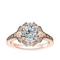thumbnail image 1 of 0,60 Ct P.t. Rond Naturel Diamond Dernier Design Halo Bague de Fiançailles pour Femmes en Or Rose Massif 14K Taille 8, 1 of 8