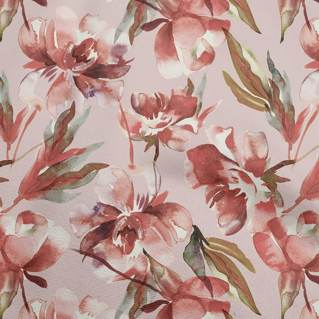 oneOone Cotton Poplin Rose Pink Fabric Florals Sewing Craft Projects Fabric Prints By Yard 42 Inch Wide