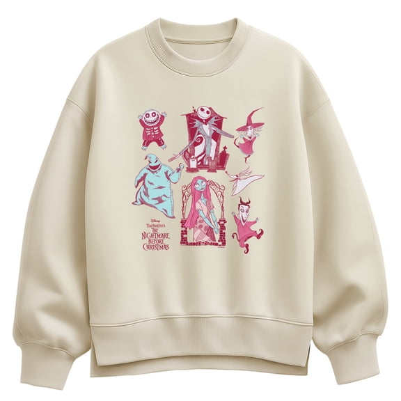 The Nightmare Before Christmas - Character Grid Oversized Fleece Crew Sweatshirt