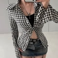 thumbnail image 2 of Women's Plaid Cotton Shirt, Long-sleeved Polo Collar, Open Front and Flared Sleeves, 2 of 4