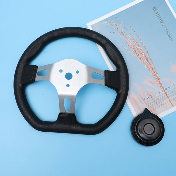 FRCOLOR Black Modification Steering Wheel for Go-kart Made of Durable PU 270mm