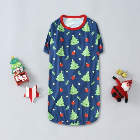 

Christmas Gifts Parent-Child Christmas Print Home Dress Pajamas Pet Dog Set Polyester Dark Blue S