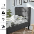 thumbnail image 6 of Costway Twin Upholstered Bed Frame Button Tufted Headboard Mattress Foundation Grey, 6 of 10