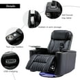 thumbnail image 5 of EUROCO Overstuffed Electric Home Theater Seating ,PU Leather 270°Power Swivel Recliner with Hidden Arm Storage, LED Light Strip,Cup Holder,360° Swivel Tray Table,and Cell Phone Holder for Living Room, 5 of 11