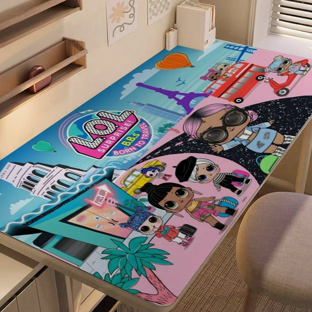 L.O.L. SURPRISE! alfombrilla de escritorio/mesa extra-grande con base antideslizante de cuero y diseño temático; versátil para escritorios de ordenador, mesas de comedor, etc.40*80cm