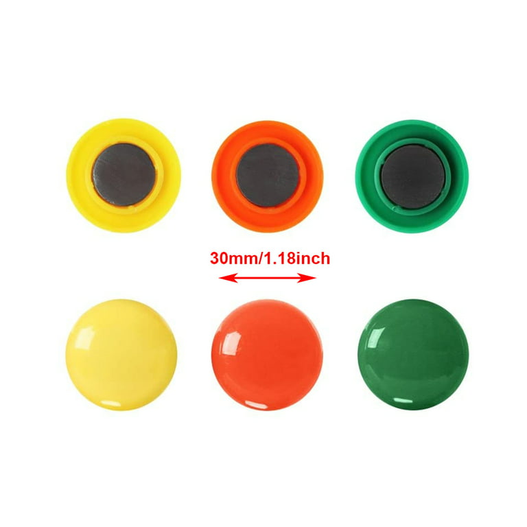Officemate Round Handy Magnets - 30 x Magnet Shape - Red, Yellow, White,  Blue, Green - Magnet - 30 / Pack