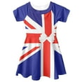thumbnail image 3 of Suhoaziia Princess Dress Up for Girls Girls Short Sleeve Swing Skater Casual Dress for Travel Outdoor Activities Size 13T-14T,British Flag Lightweight Aesthetic Design Dress, 3 of 5