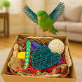 thumbnail image 2 of 3103 Sola Heart Foraging Box with sola wood, cardboard, and bamboo parts, handcrafted by Impeckable Bird Toys for conures, greys, caiques, 2 of 10