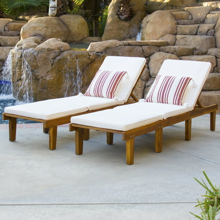Best Choice Products Outdoor Patio Poolside Furniture Set Of 2 Acacia Wood Chaise (Best Treatment For Outdoor Wood Furniture)