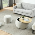 thumbnail image 2 of Multifunctional Woven Rattan Ottoman with Lift-Top Storage, 2-in-1 Footrest & Side Table Combo, Natural Fiber Seat Stool for Living Room, Bedroom, Patio (25x25x14.7 in), Light Grey, 2 of 7