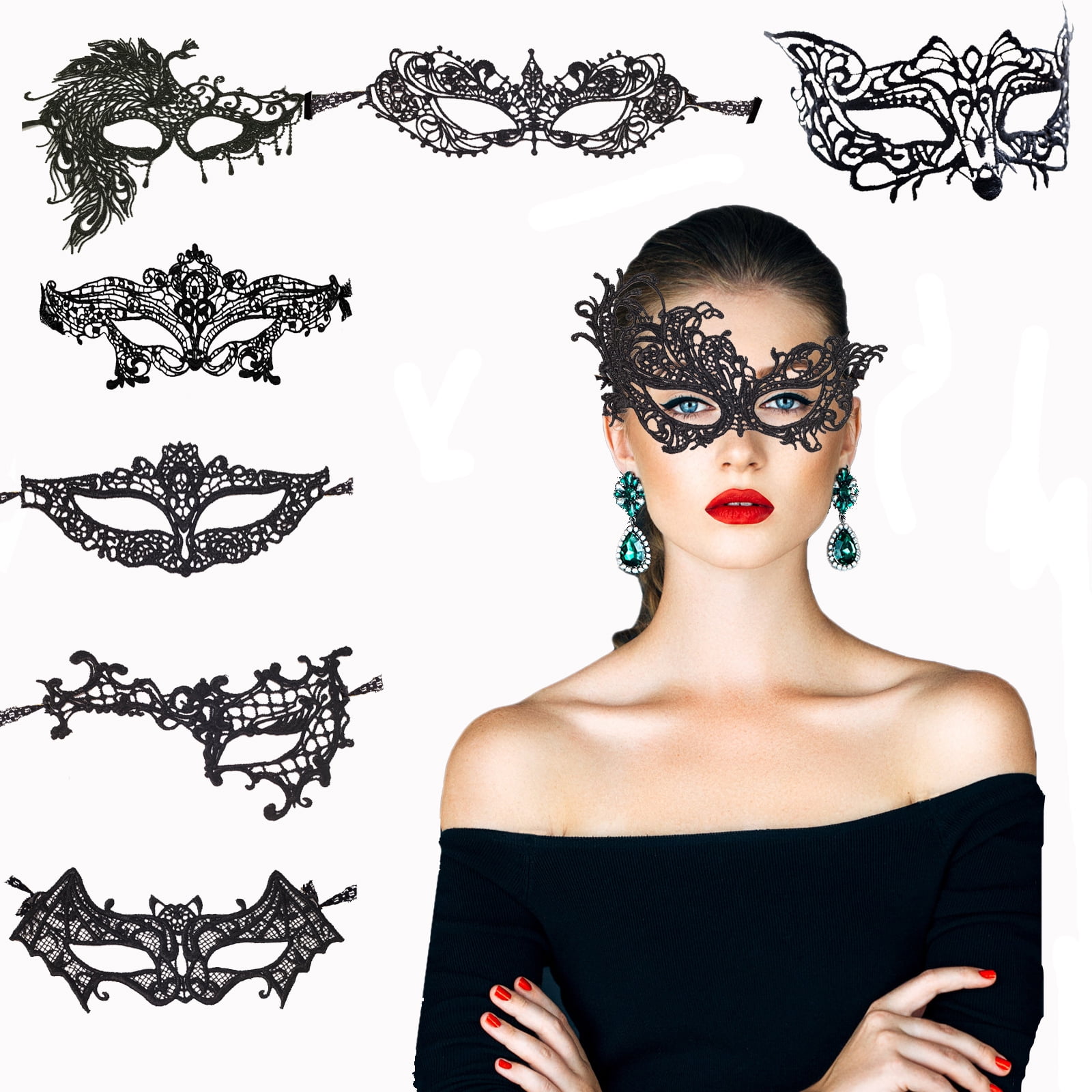 Women Black Fox Halloween Eye Soft Lace Mask Goth Fancy Dress Costume Ball Party 