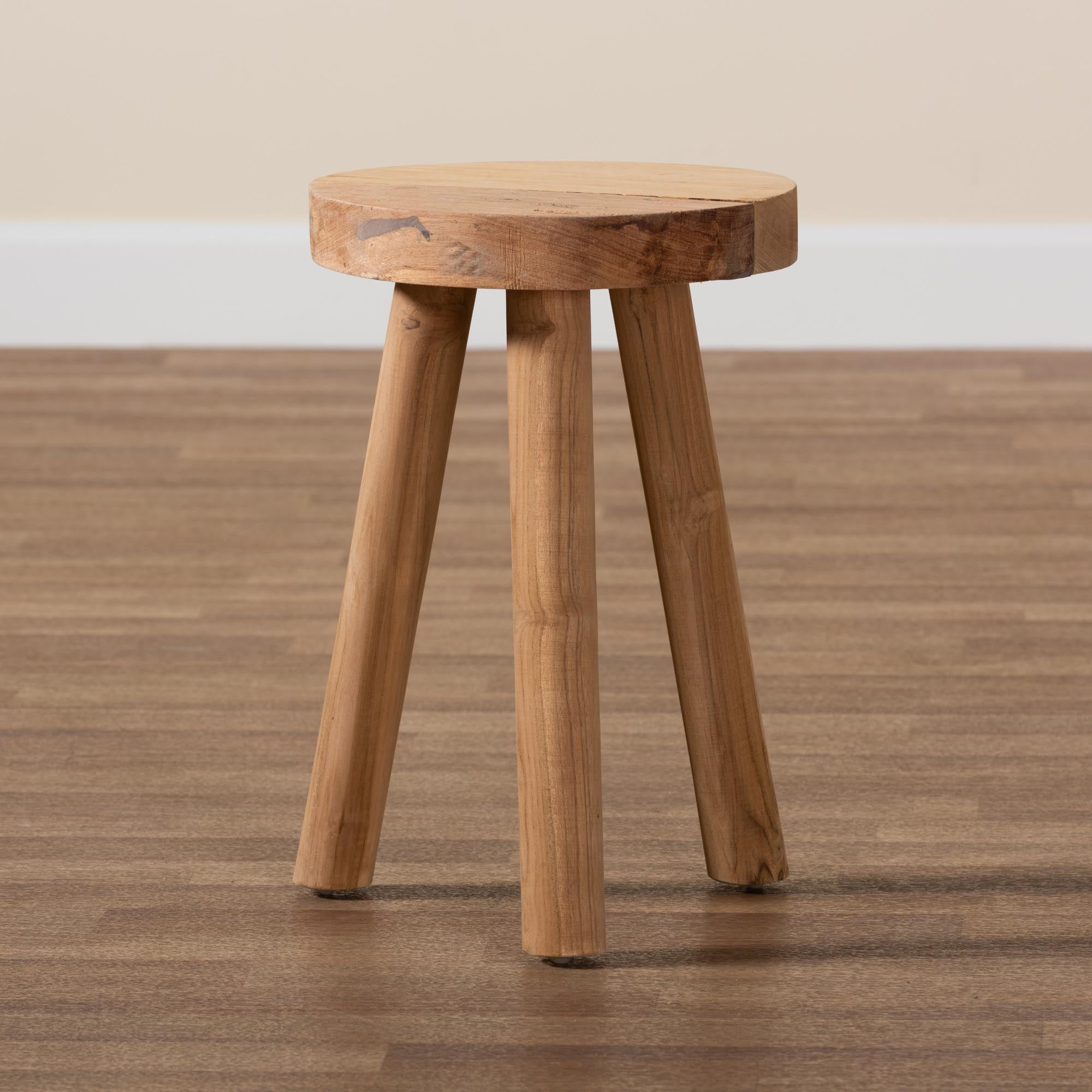 bali & pari Terah Teak Wood Mid-Century Footstool, Natural Brown