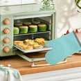 thumbnail image 4 of Non-Slip Silicone Oven Gloves-Heat Up to 250°C Microwave & Baking Safe Blue Gray 11.8" x 7.4" Kitchen Protective Mitts, 4 of 6
