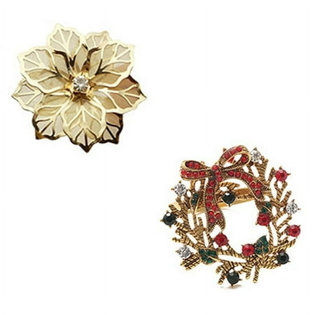 

10Pcs Flower Design Napkin Rings Metal Gold Napkin Buckle Napkin Ring Holder & 6Pcs Christmas Wreath Napkin Rings
